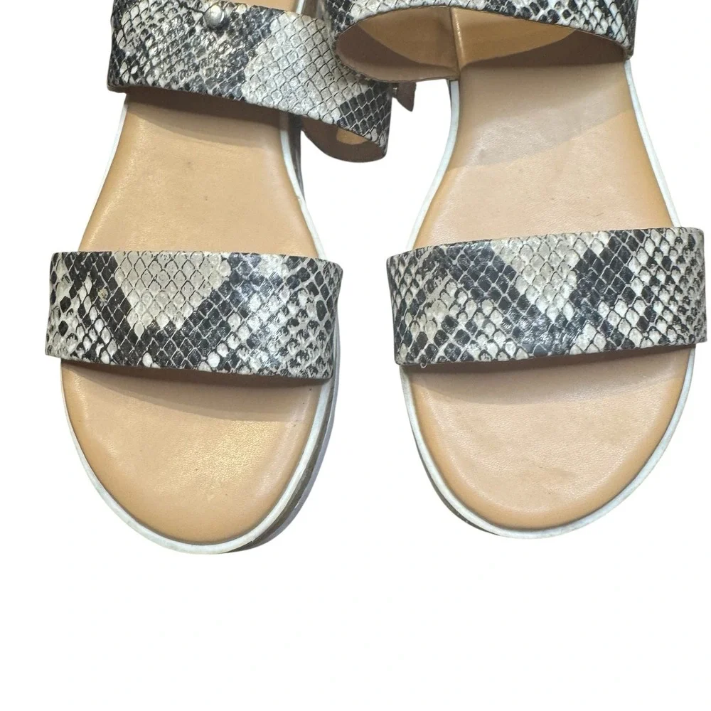 Marc Fisher Shoes Womens Size 9.5 Gray Snake Print Wedge Strappy Sandals MFGORDY
